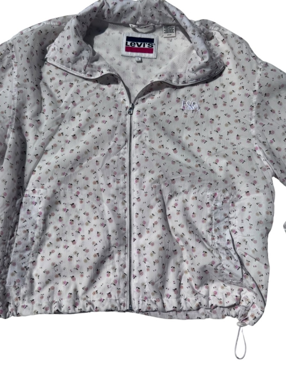 Levi's Sweet Ditzy Floral Windbreaker Zip Jacket with Pink Accents
